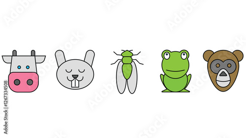 Forest, sea world, and pet animals vector illustration isolated