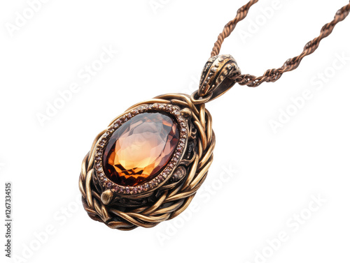 realistic photograph Necklace pendant design isolate on white background for di-cut