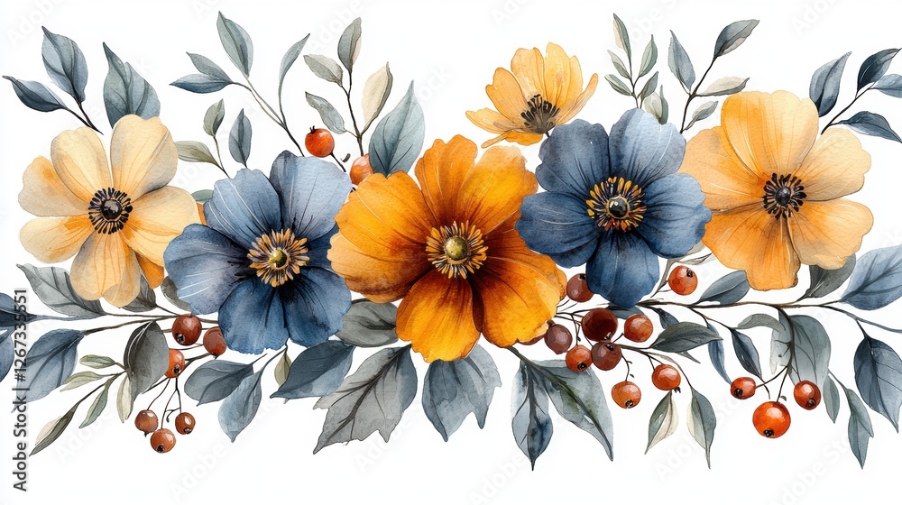 Fototapeta premium Background with colorful flowers.
