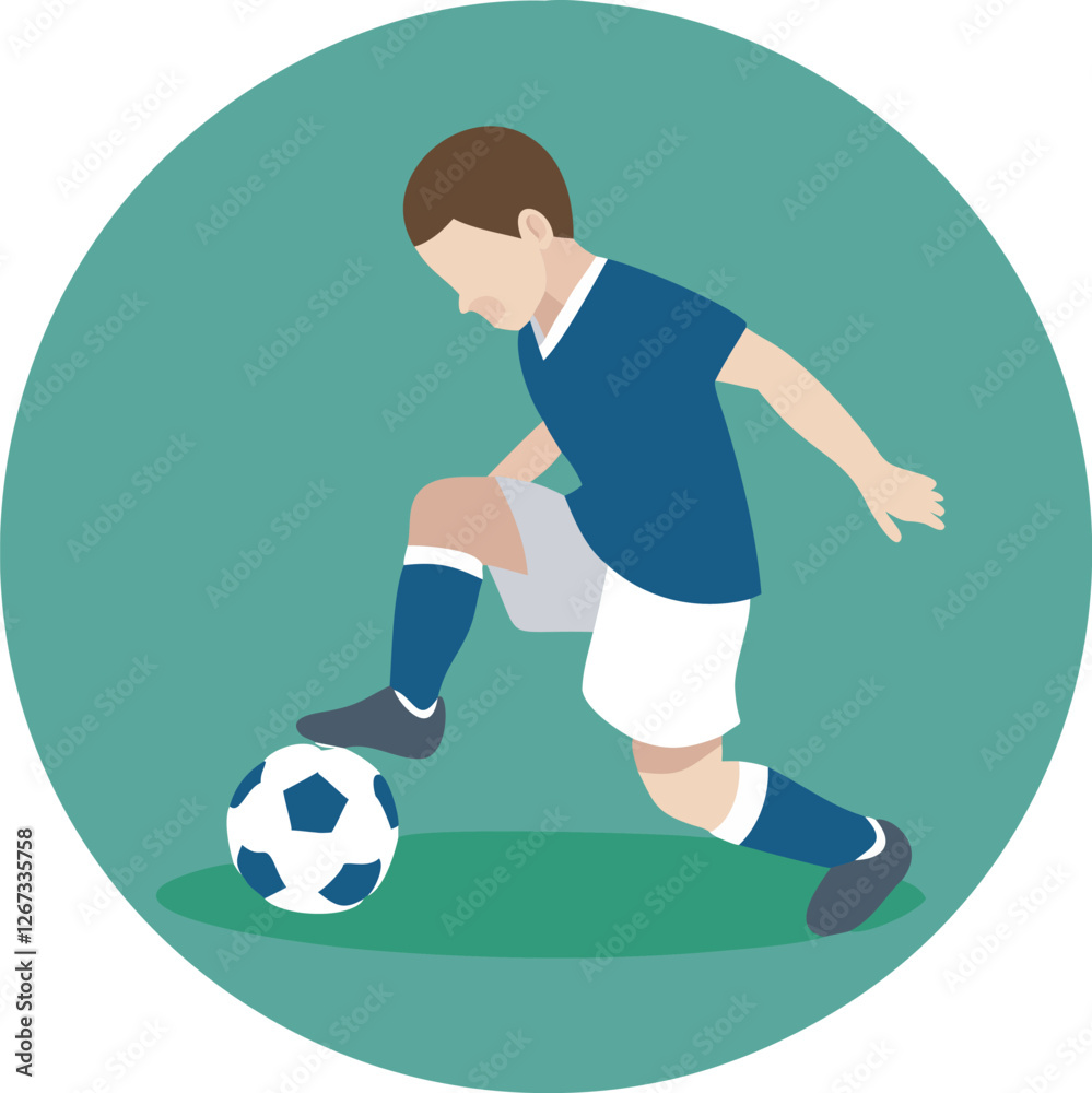 Fototapeta premium Young soccer player in action on a field 