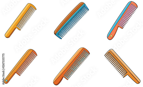 Comb with various design vector art design set on white background