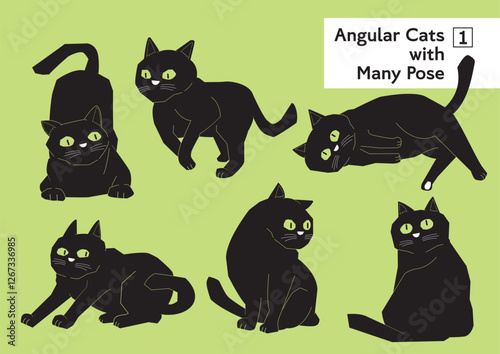 Angular Cats with Many Pose 1