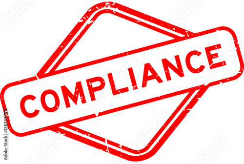 Grunge red compliance word rubber seal stamp on white background