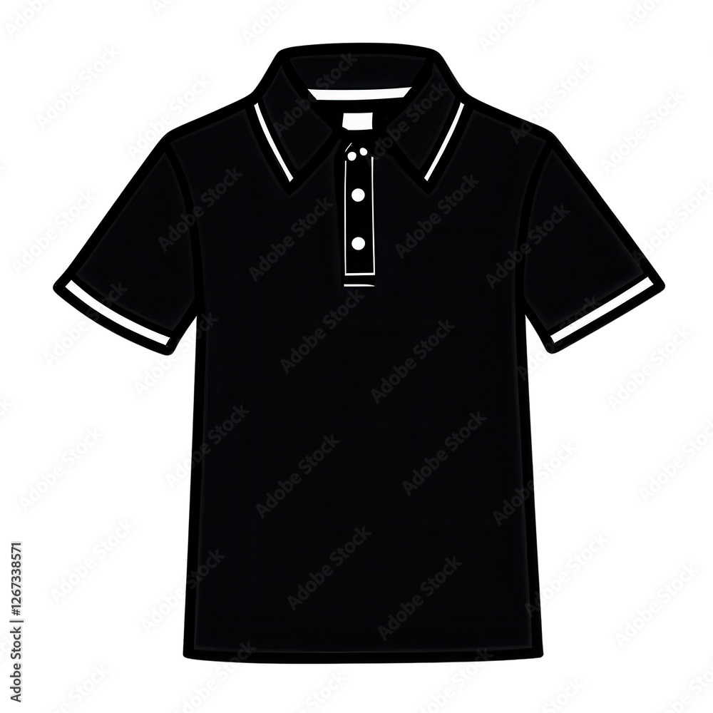 Black Short Sleeve Polo Shirt with Contrast Trim and Collar Black Short Sleeve Polo Shirt with Contrast Trim and Collar