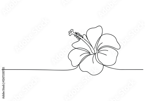 Continuous One Line Hibiscus Flower | Minimalist Floral Vector Illustration