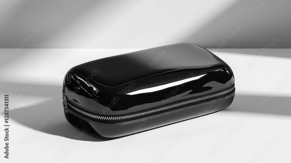 Stylish Black Makeup Case On White Background Stylish Black Makeup Case On White Background