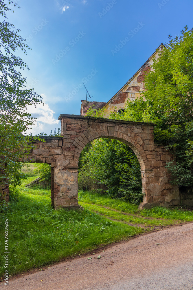 Broum style architecture, a bridge near the farm, Eastern Czechia Broum style architecture, a bridge near the farm, Eastern Czechia