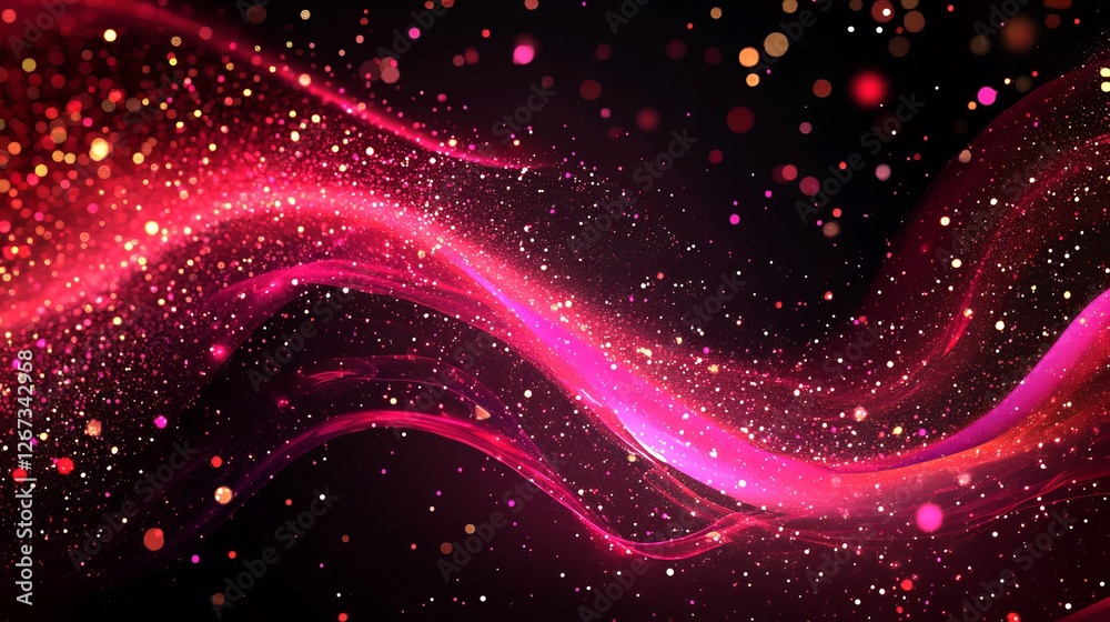 Obraz premium Abstract Pink and Gold Glitter Wave Background Design Elegant Festive Sparkling Shimmering Luxury Texture Digital Art Graphic Resource for Print Web 