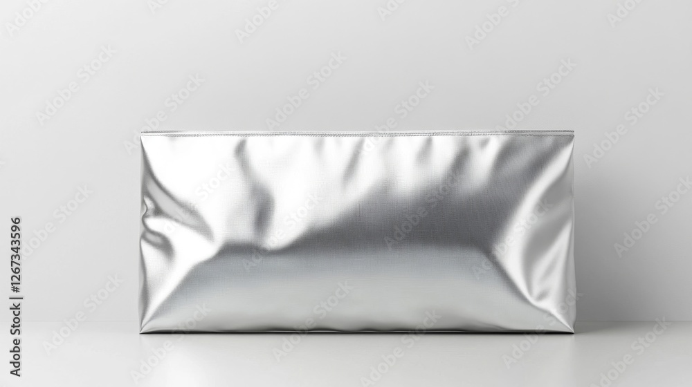 Silver Metallic Clutch Bag On White Background Silver Metallic Clutch Bag On White Background