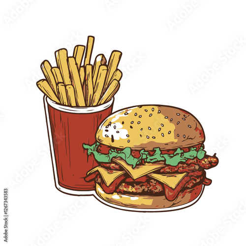 Sticker vector design of fast food 