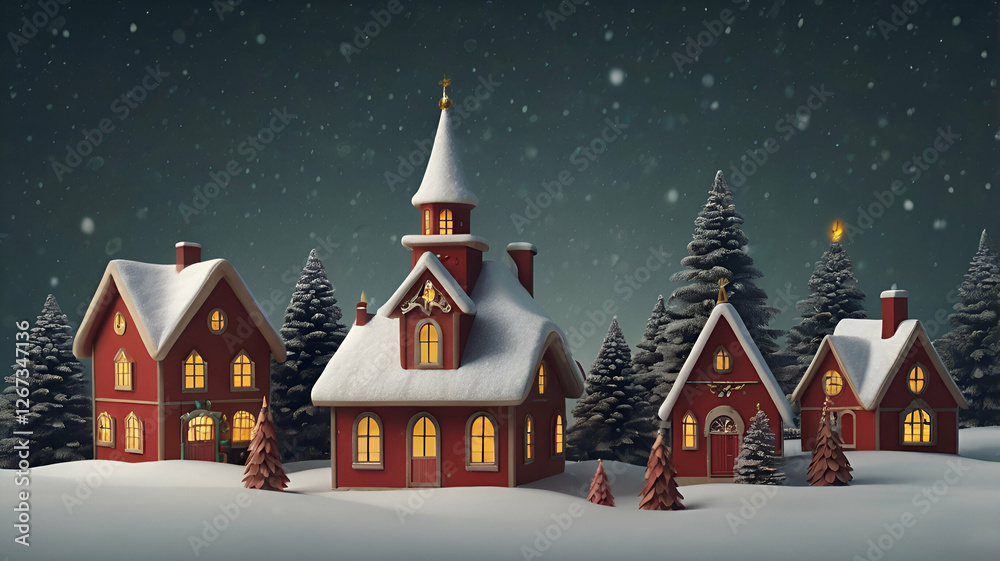 Fototapeta premium christmas house in the snow