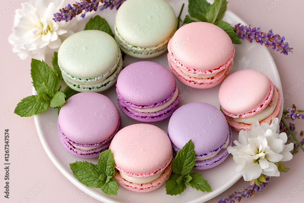 Fototapeta premium pastel macarons platter