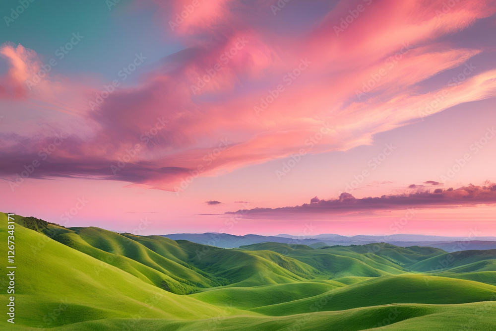 Obraz premium pink skies fantasy scenery