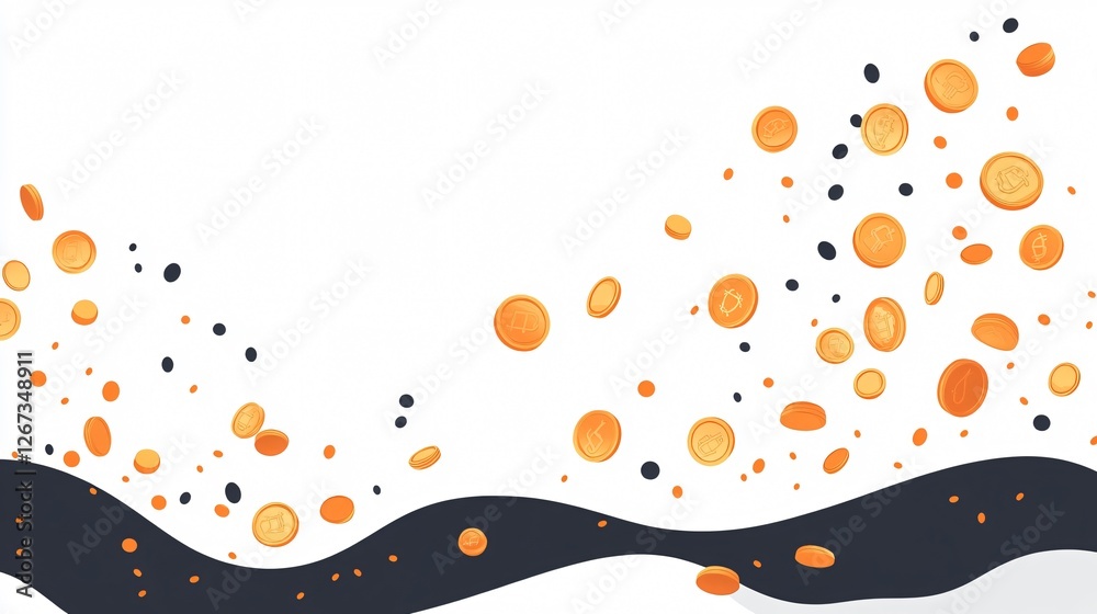 Falling Golden Coins Illustration for Finance and Money Concepts Falling Golden Coins Illustration for Finance and Money Concepts