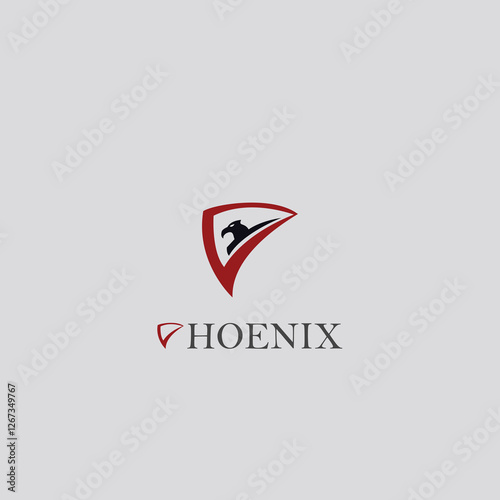 Graceful phoenix bird linear logo. Creative freedom revival symbol. Falcon hawk eagle logotype. Vector illustration