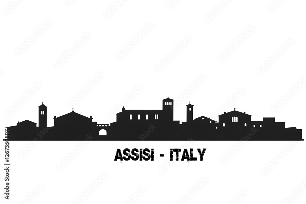 Fototapeta premium Assisi skyline, con tutti i monumenti