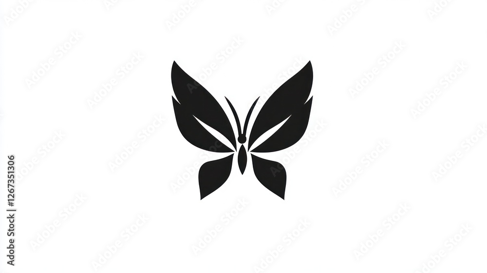 Butterfly logo with leaf wing elements on white background for nature related concepts Butterfly logo with leaf wing elements on white background for nature related concepts