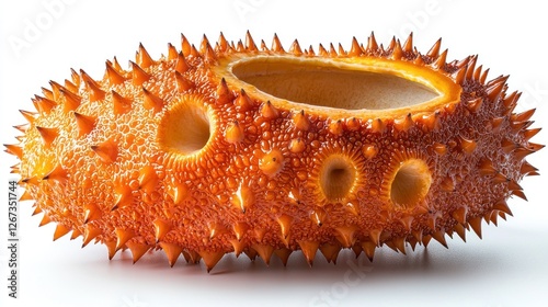 Orange Kiwano Melon Fruit Spiky Rind Open photo