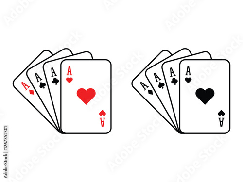 Set of editable vector poker playing cards silhouette symbol design illustration isolated on transparent background