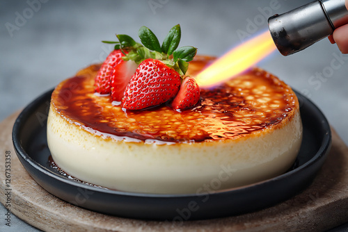  preparing strawberry crame bralae photo