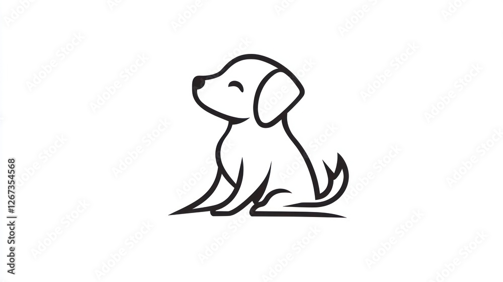 Fototapeta premium Happy puppy sitting, white background, pet adoption (1)