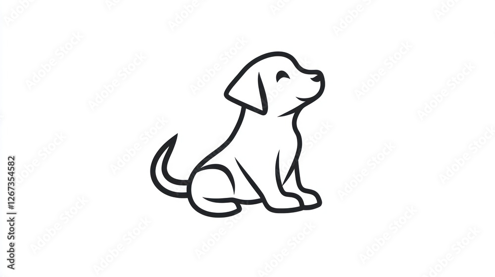 Fototapeta premium Happy puppy sitting, white background, pet adoption