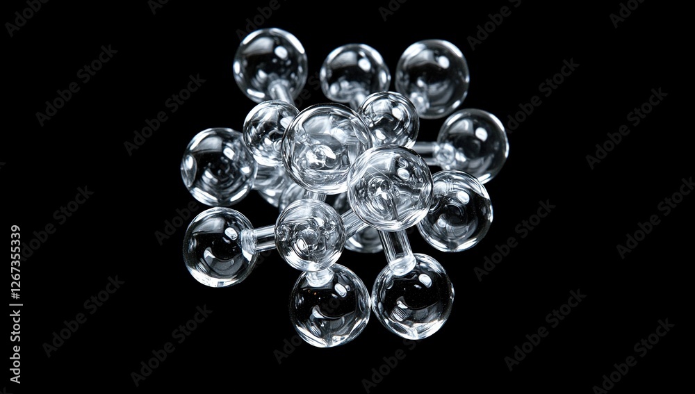 Glass Sphere Molecular Structure: An Artistic Exploration of Interconnectedness and Form in a Dark Setting Glass Sphere Molecular Structure: An Artistic Exploration of Interconnectedness and Form in a Dark Setting
