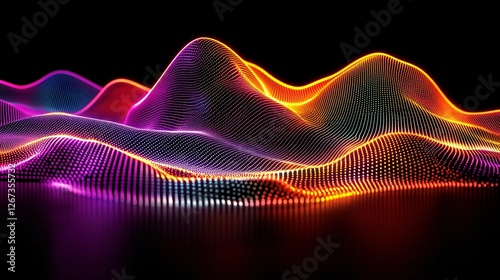 Wallpaper Mural Abstract colorful glowing landscape, digital art, dark background, tech design Torontodigital.ca