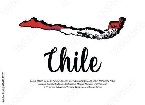 Vector Chile flag or map banner Chile flag with white background Vector illustration Chile independence day banner design 