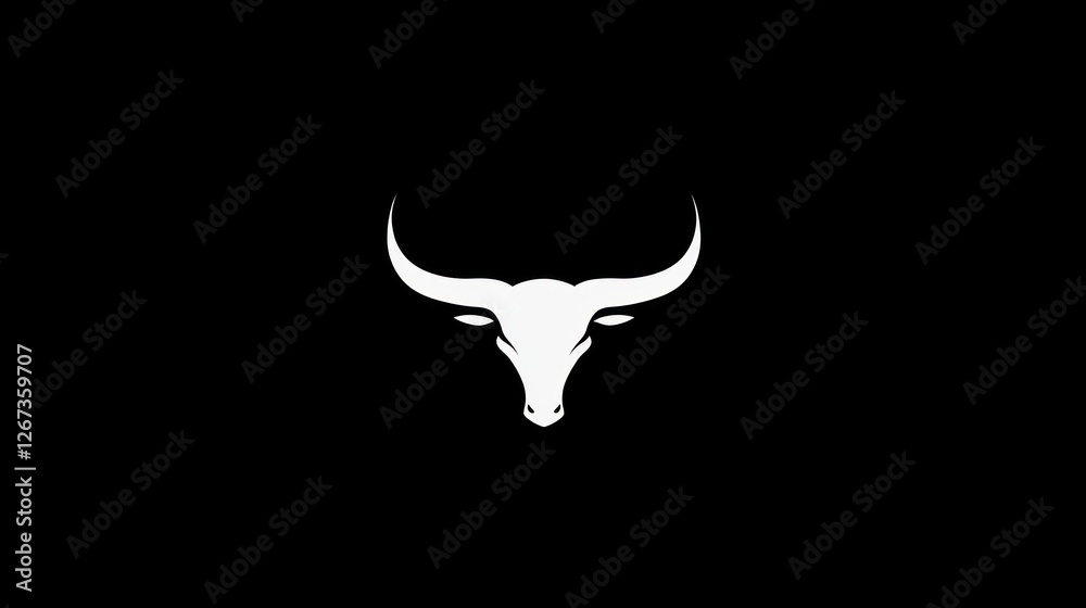 Naklejka premium Abstract Bull Head Silhouette Against Black Background