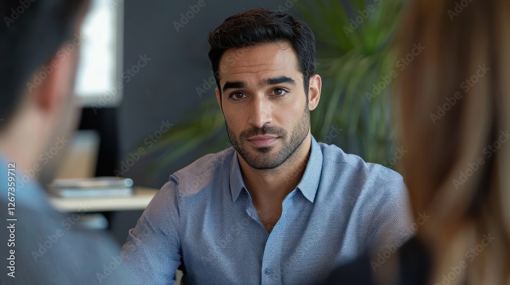 Business owner in a casual meeting with clients in their office Business owner in a casual meeting with clients in their office