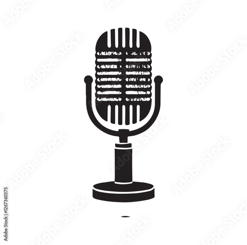 Vintage microphone silhouette vector illustration