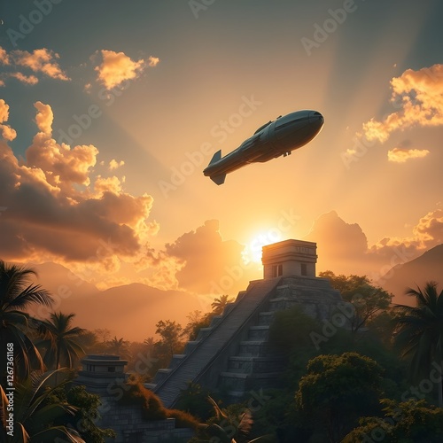 Estación espacial se eleva sobre ruinas mayas
