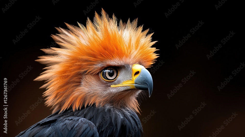 Philippine eagle with distinct orange head and striking features perched on a branch in natural habitat Philippine eagle with distinct orange head and striking features perched on a branch in natural habitat