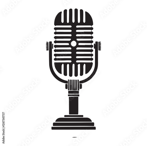 Vintage microphone silhouette vector illustration