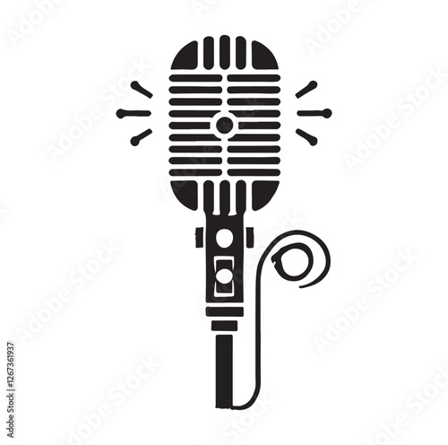 Vintage microphone silhouette vector illustration