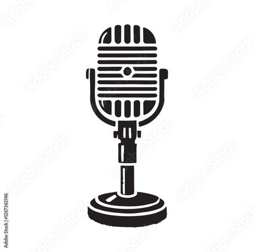 Vintage microphone silhouette vector illustration