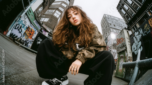 Y2K Polaroid Film Photo of a Girl in Early 2000s Streetwear