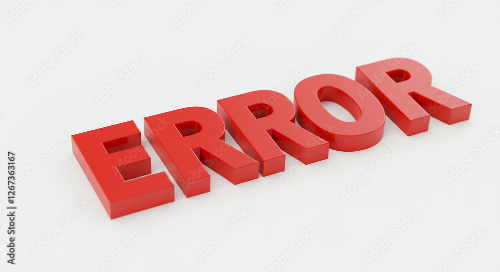 ERROR: Red 3D Text on White - A Critical Alert, Bug, Failure, and Software Malfunction Visual. Highlight technical issues, glitches and problems! ERROR: Red 3D Text on White - A Critical Alert, Bug, Failure, and Software Malfunction Visual. Highlight technical issues, glitches and problems!