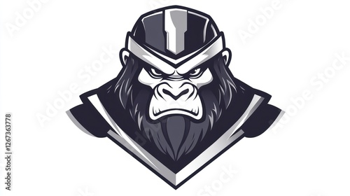 Angry gorilla mascot, sports team logo, white background, vector illustration photo