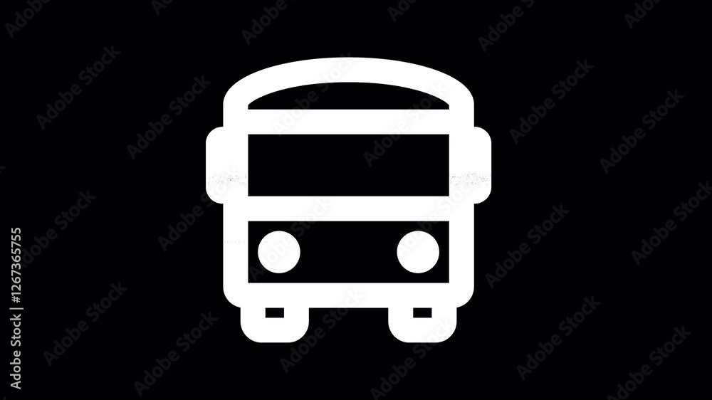 Icon bus is distorted. Glitch. Noise, chromatic aberration, geometric distortion. Transparent background, looped. In-Out looped. Alpha BW at the end Icon bus is distorted. Glitch. Noise, chromatic aberration, geometric distortion. Transparent background, looped. In-Out looped. Alpha BW at the end