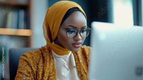 Confident female cybersecurity professional analyzing data security photo