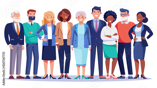 Diverse Business Team Standing Together – Professional Group Illustration