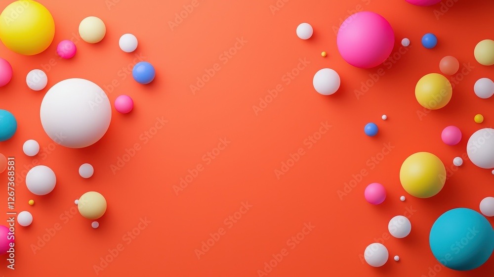 A vibrant arrangement of colorful spheres on an orange background, creating a playful and cheerful aesthetic. A vibrant arrangement of colorful spheres on an orange background, creating a playful and cheerful aesthetic.