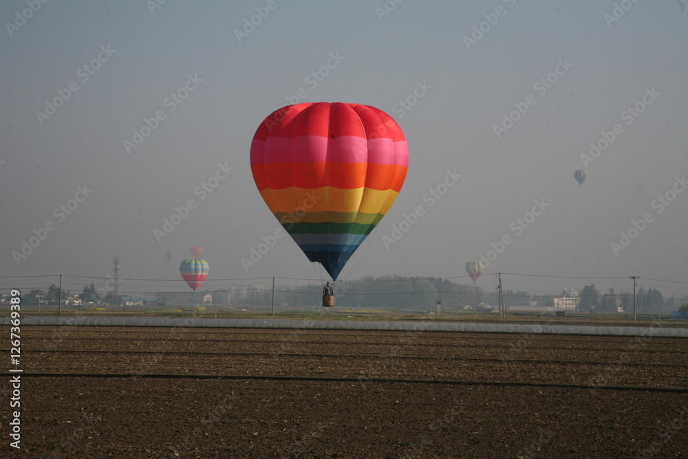 Obraz premium バルーンフェステバルで上空に漂うバルーン