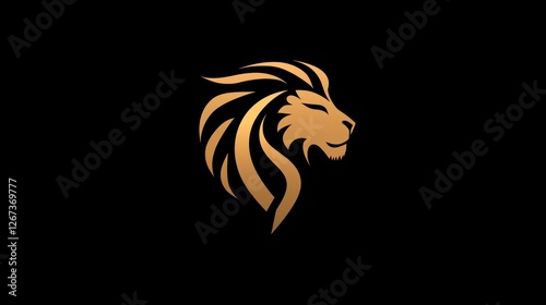 Wallpaper Mural Majestic lion profile, golden mane, dark background, logo design Torontodigital.ca