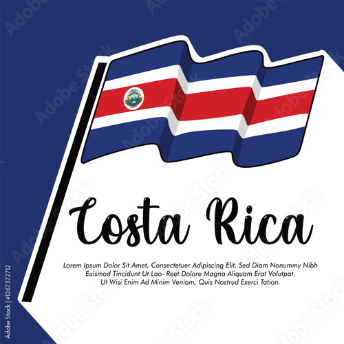 Vector Costa Rica flag banner Costa Rica flag Vector illustration design Costa Rica independence day banner design 
