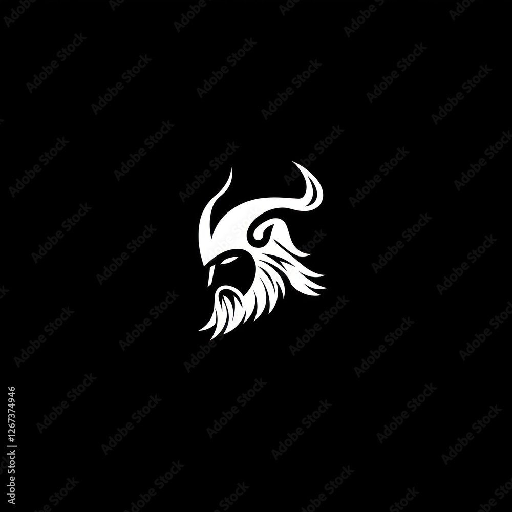 Head of Viking warrior with helmet in profile, dark background. Historical illustration Head of Viking warrior with helmet in profile, dark background. Historical illustration