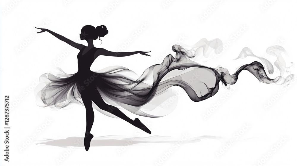 Graceful Black Smoke Dancer Performing Contemporary Dance Graceful Black Smoke Dancer Performing Contemporary Dance