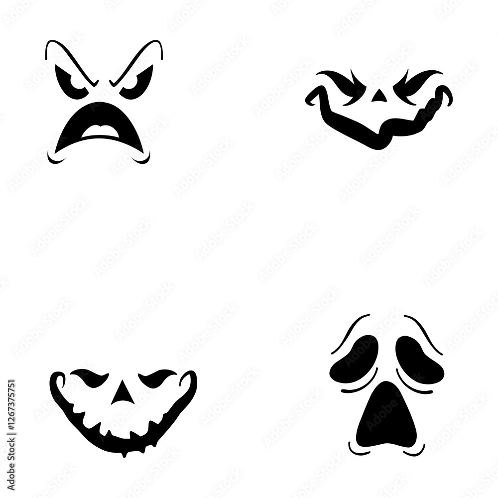 scary expression logo with minimalist design for a horror theme scary expression logo with minimalist design for a horror theme
